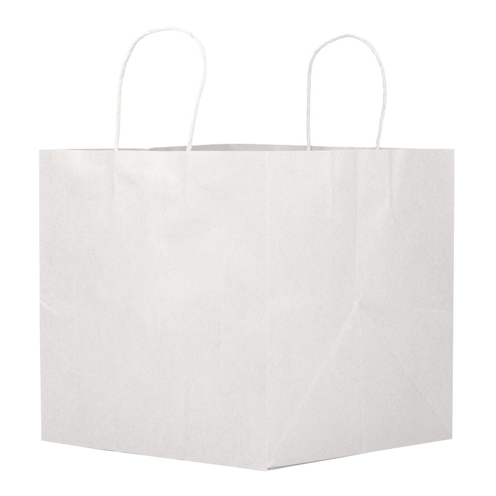White Kraft - Paper Restaurant / Take Out Bag - 10-1/4 x 10 x 10"