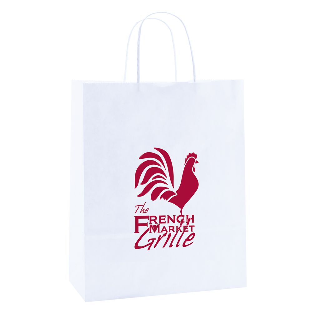 White Kraft - Paper Restaurant / Take Out Bag - 10 x 7 x 12"