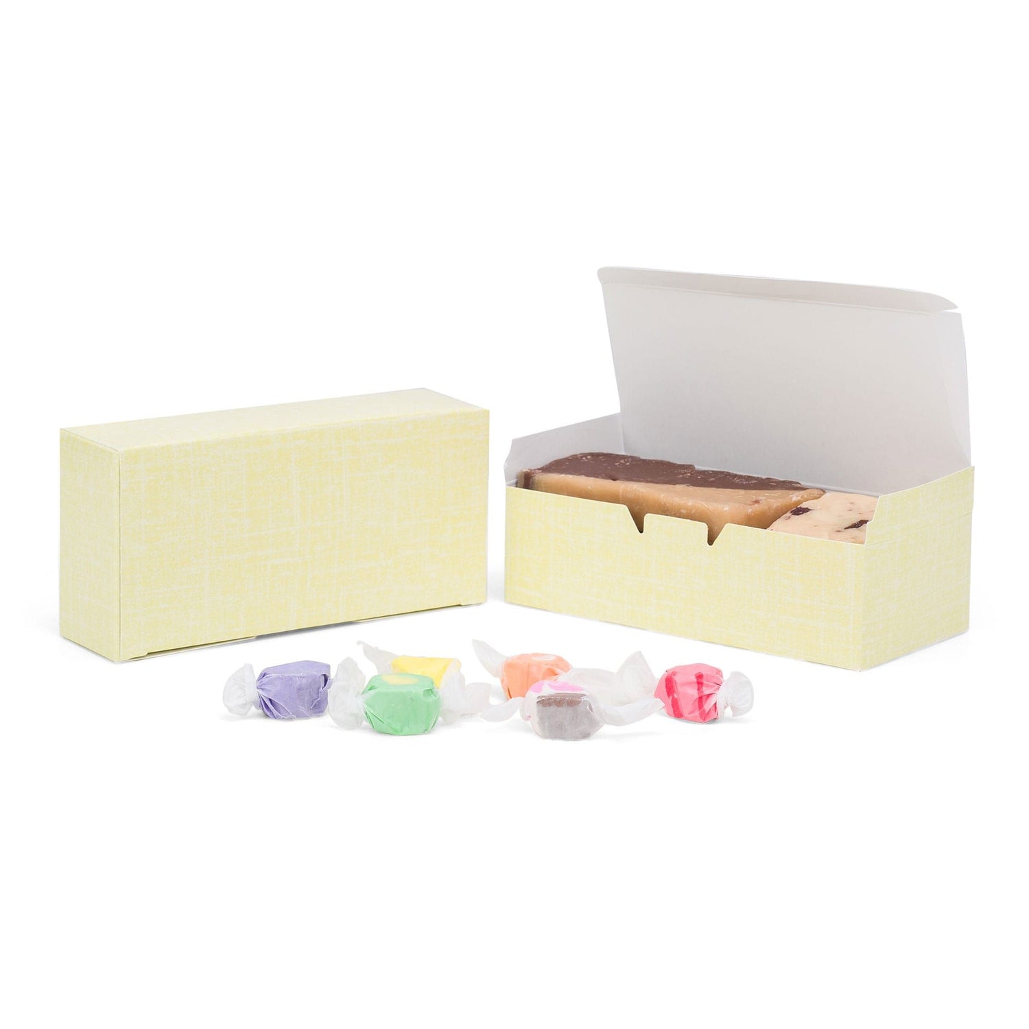 Yellow Linen - Folding Candy Box - (1 lb) 7 x 3-3/8 x 2"