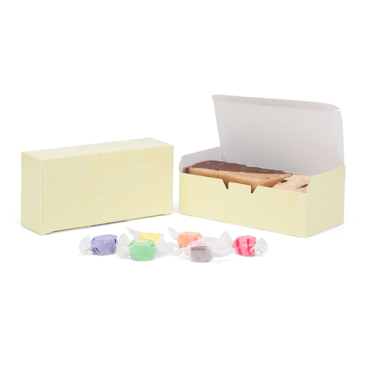 Yellow Linen - Folding Candy Box - (1 lb) 7 x 3-3/8 x 2"