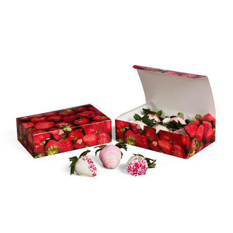 Strawberries - Folding Candy Box - (1-1/2 lb) 7 x 4-1/2 x 2"