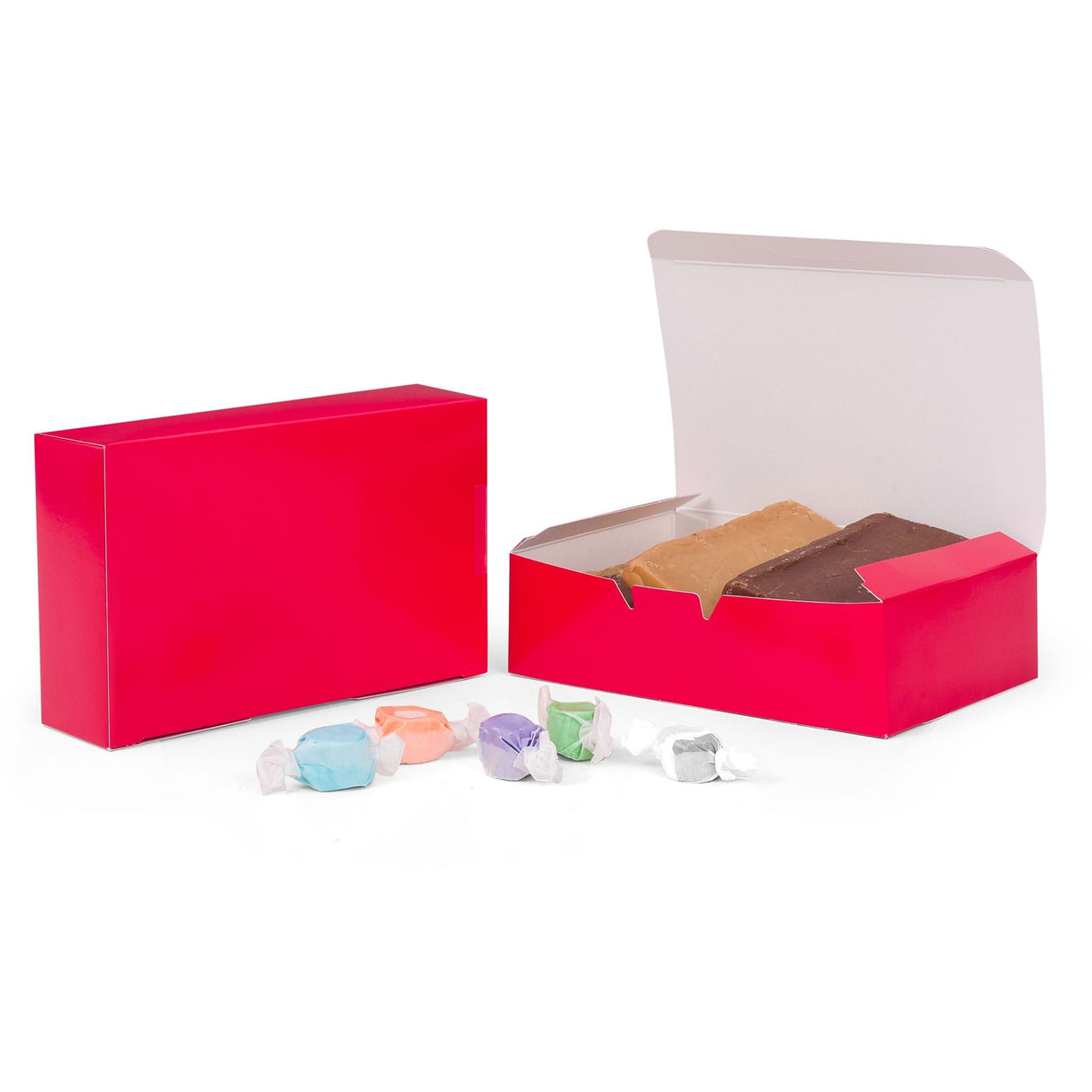 Red - Folding Candy Box - (1-1/2 lb) 7 x 4-1/2 x 2"