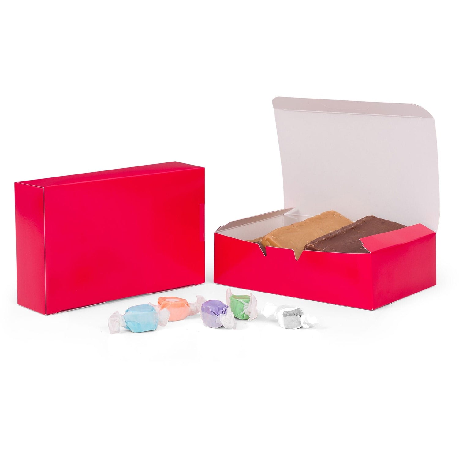 Red - Folding Candy Box - (1-1/2 lb) 7 x 4-1/2 x 2"