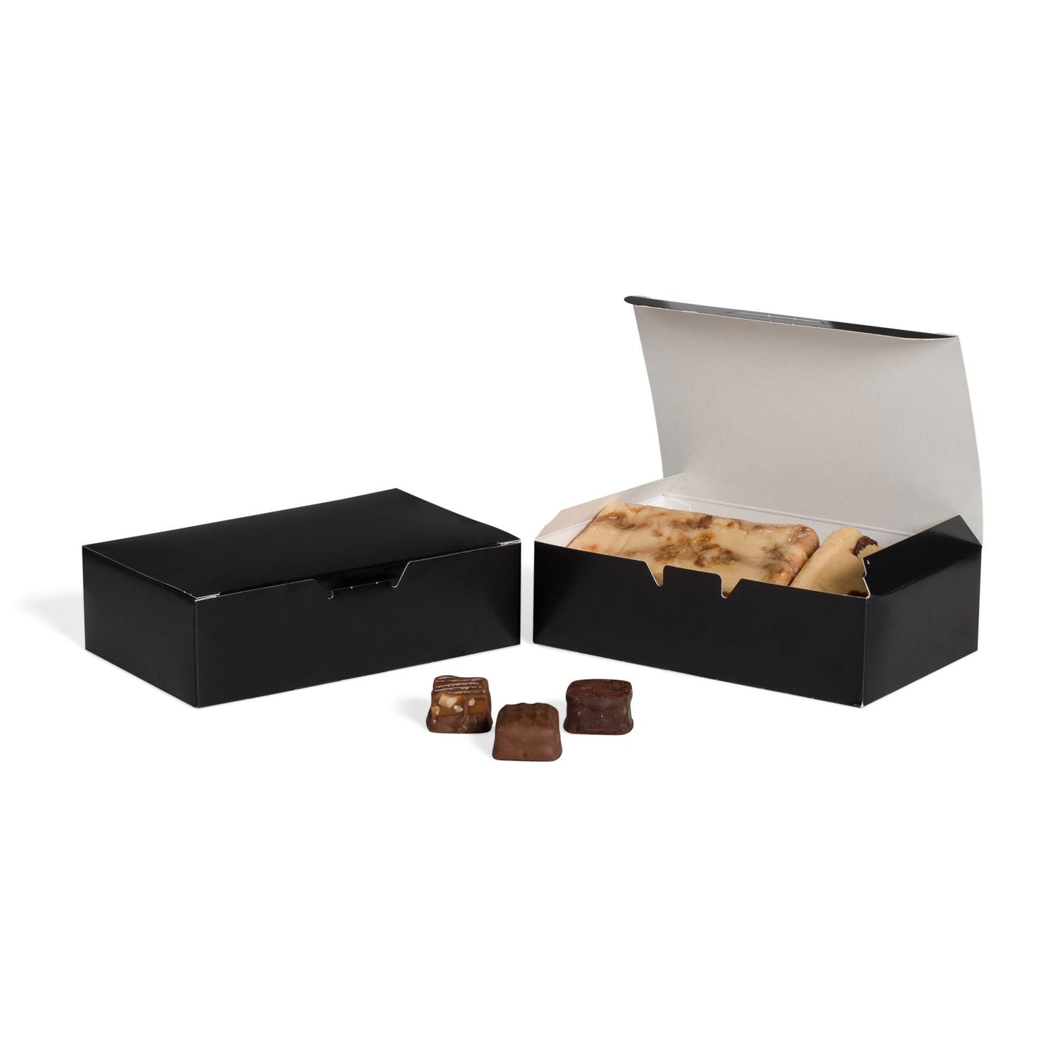 Black - Folding Candy Box - (1-1/2 lb) 7 x 4-1/2 x 2"