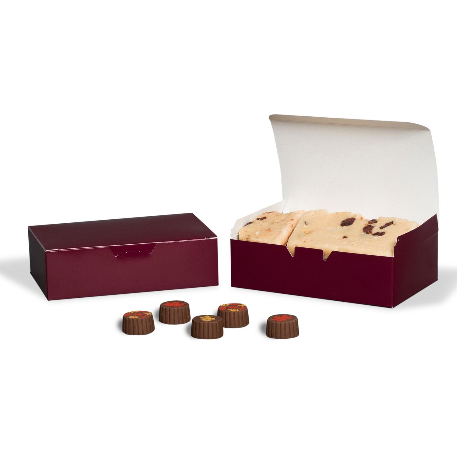 Burgundy - Folding Candy Box - (1-1/2 lb) 7 x 4-1/2 x 2"