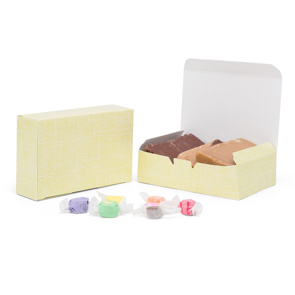 Yellow Linen - Folding Candy Box - (1-1/2 lb) 7 x 4-1/2 x 2"