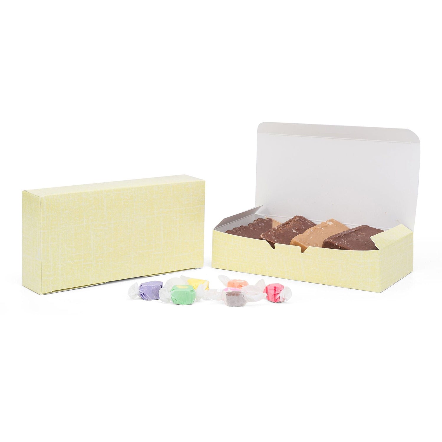 Yellow Linen - Folding Candy Box - (2 lb) 9 x 4-1/2 x 2"