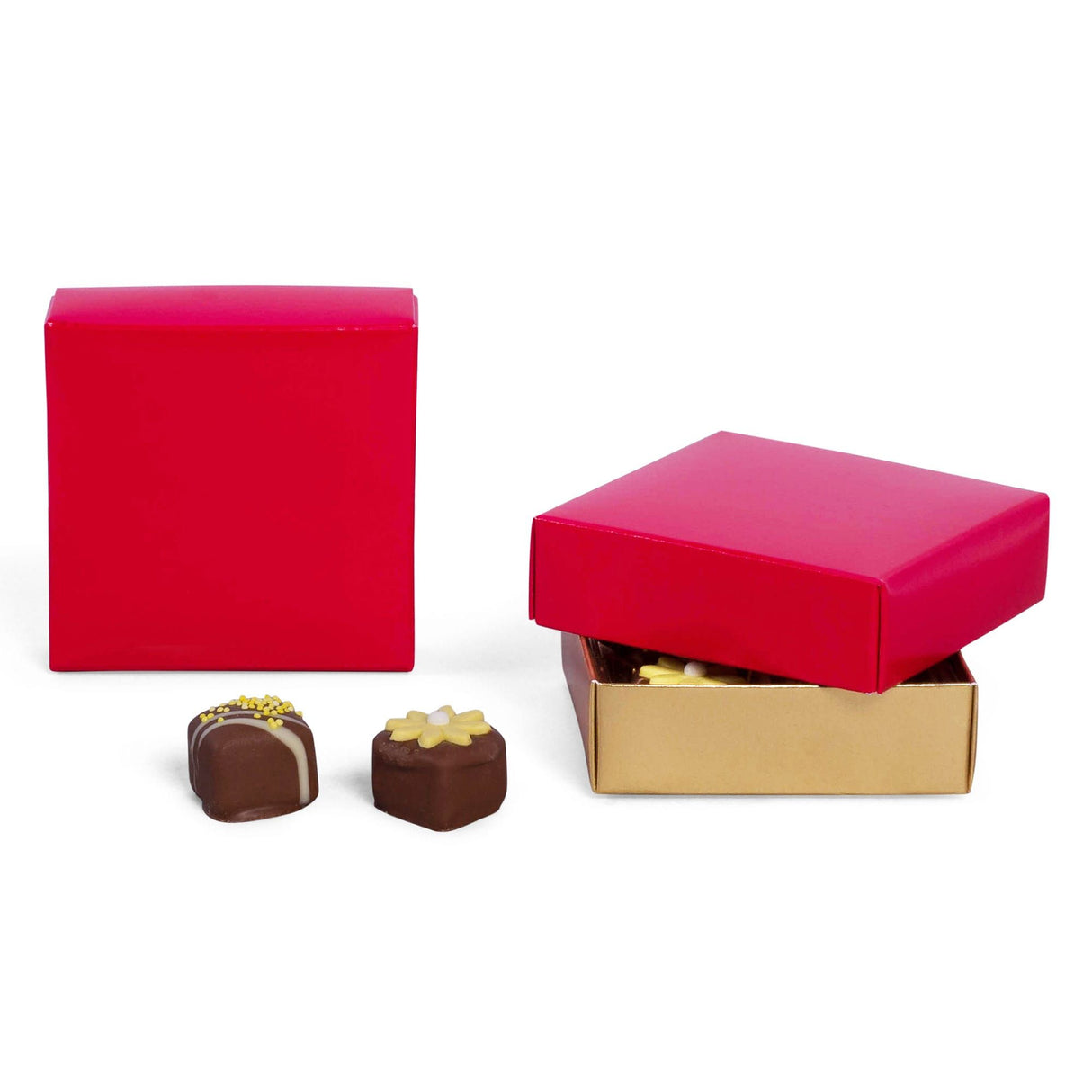 Red - Candy Box Lid - (3 oz x 2 Layers) 3-11/16 x 3-11/16 x 1-1/8"