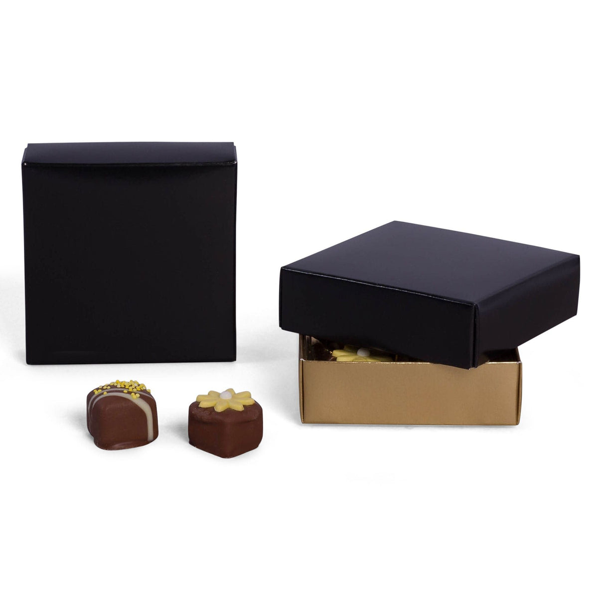 Black - Candy Box Lid - (3 oz x 2 Layers) 3-11/16 x 3-11/16 x 1-1/8"