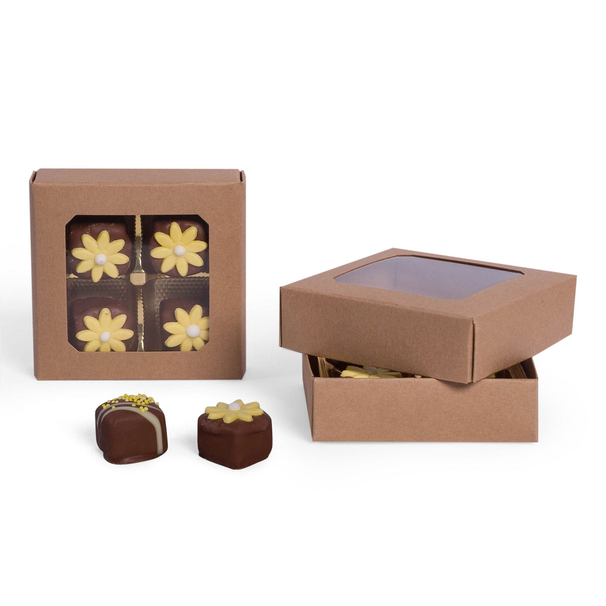 Kraft Window - Candy Box Lid - (3 oz) 3-11/16 x 3-11/16 x 1-1/8"