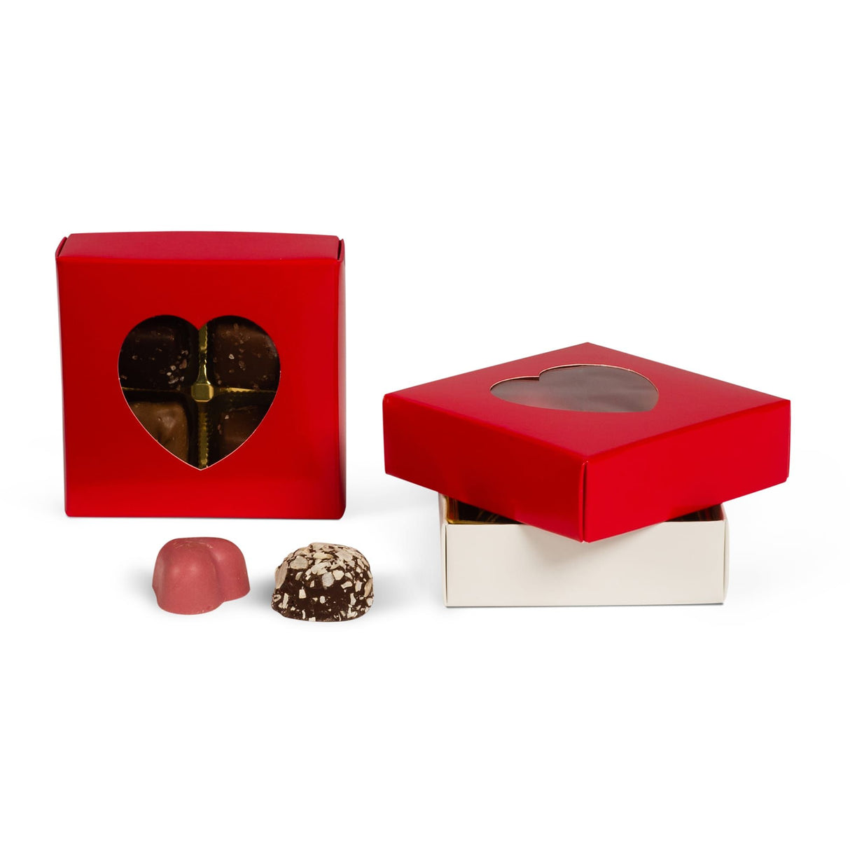 Red Heart Window - Candy Box Lid - (3 oz) 3-11/16 x 3-11/16 x 1-1/8"