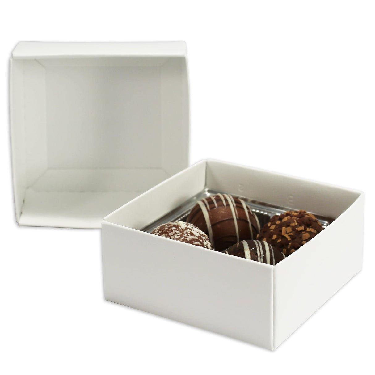 White Deep Base - Candy Box Base - (3 oz Deep) 3-1/2 x 3-1/2 x 1-5/8"