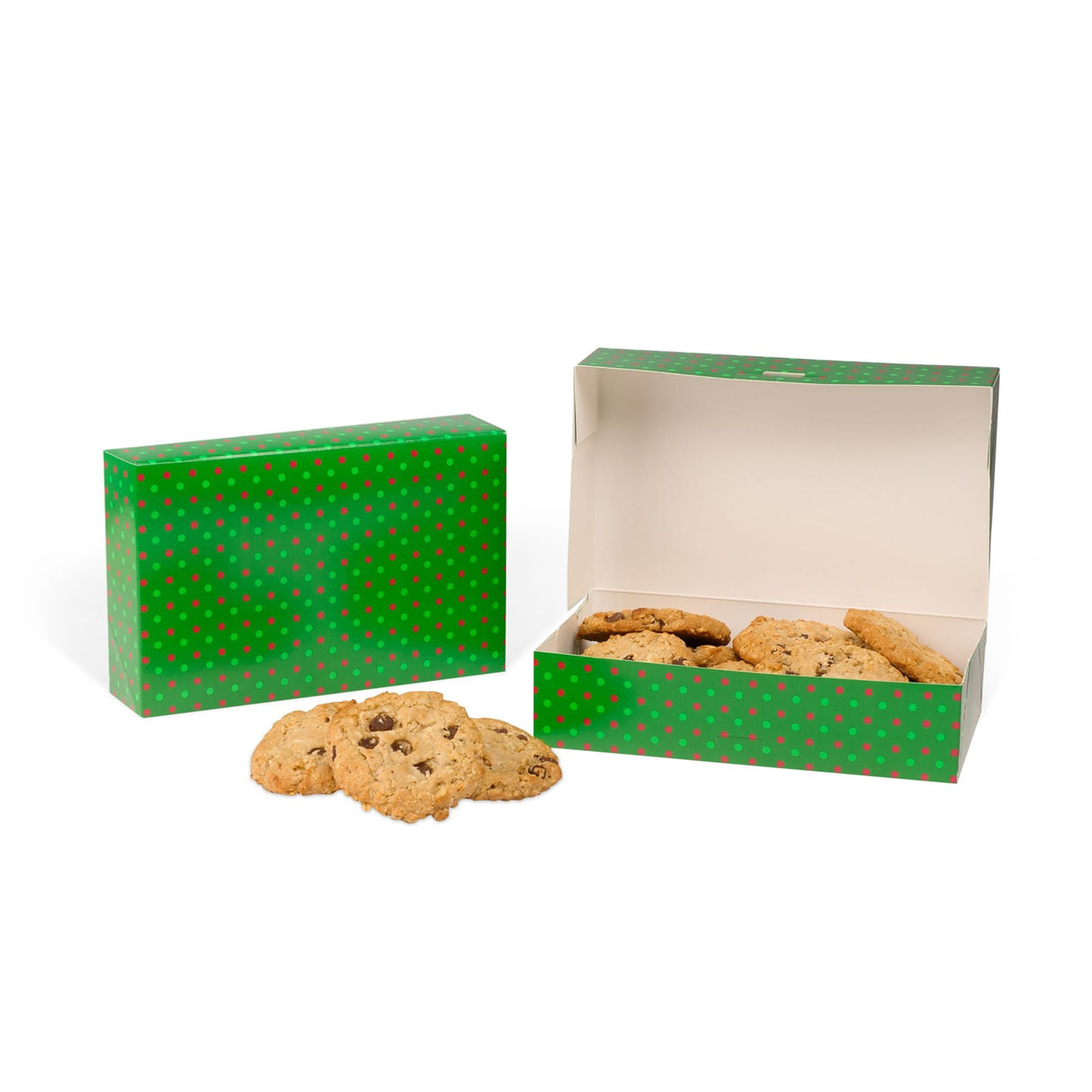 Christmas Dots - Grease Resistant Cookie Box - 8-1/2 x 5-3/8 x 2"