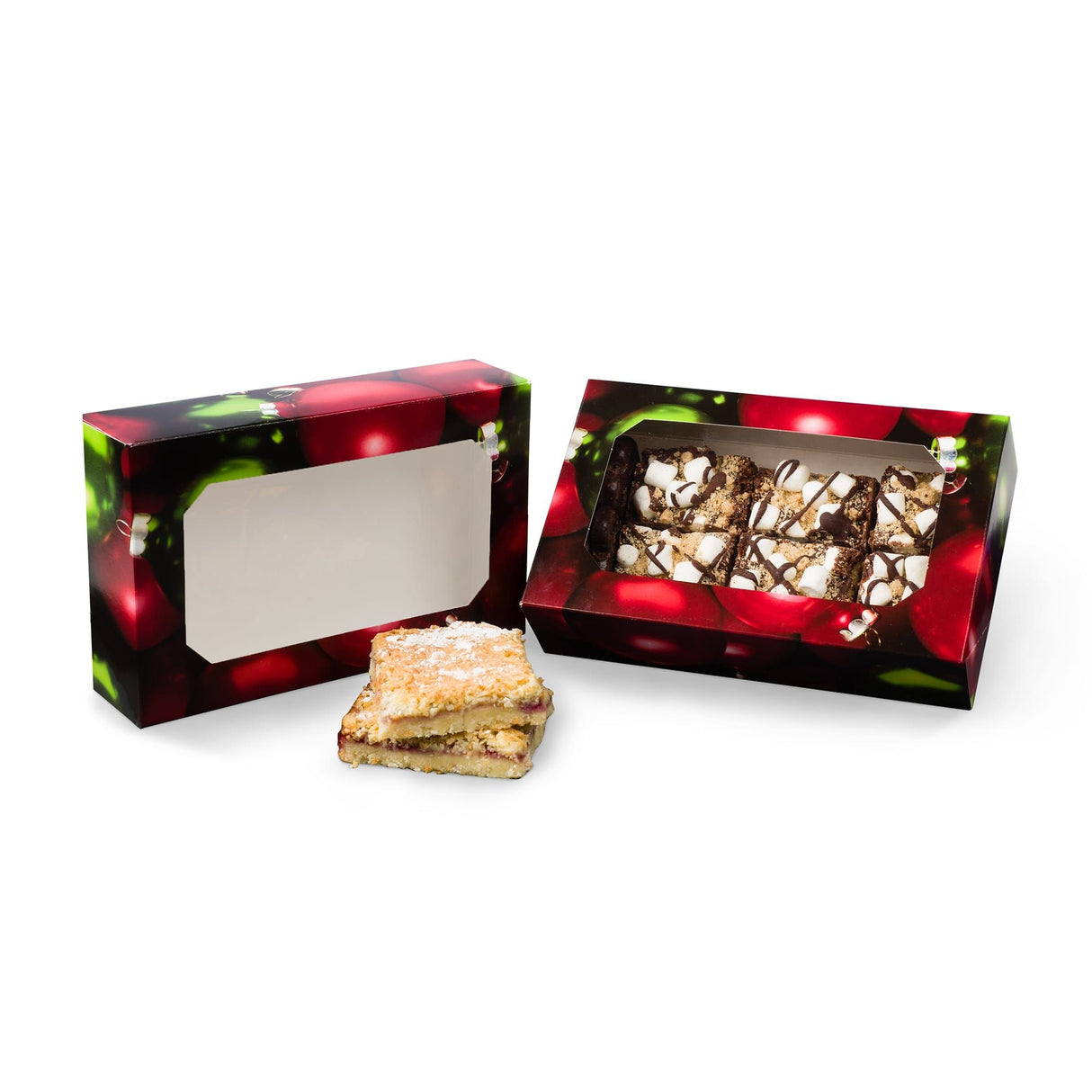 Ornaments - with Window - Grease Resistant Cookie Box - 8-1/2 x 5-3/8 x 2"
