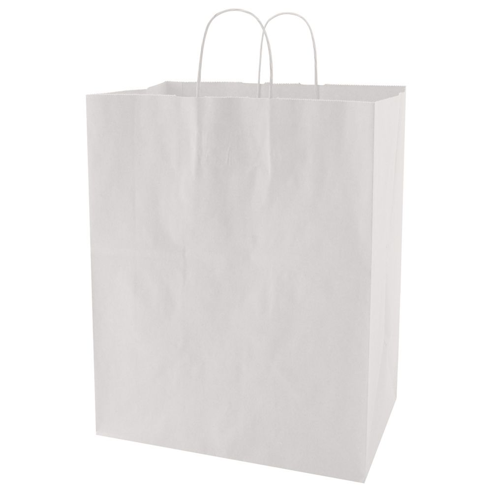 White Kraft - Paper Restaurant / Take Out Bag - 12 x 9 x 15"