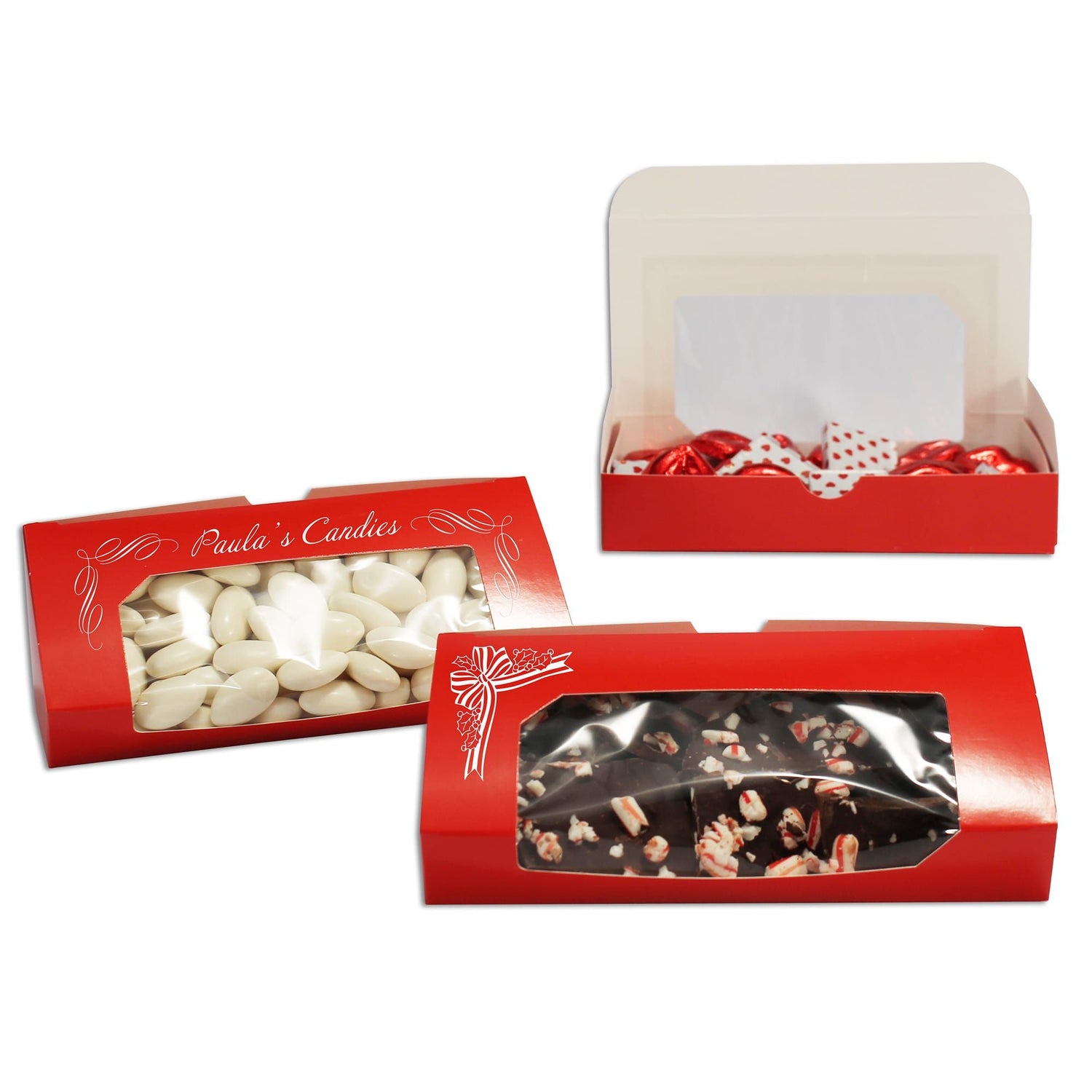 Red - Folding Candy Box - (3/4 lb) 7-3/8 x 3-1/2 x 1-1/4"
