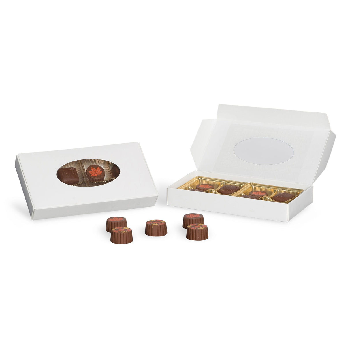 White - with Window - Die Cut Candy Box - (1/2 lb Window) 7-1/2 x 4 x 1-1/8"