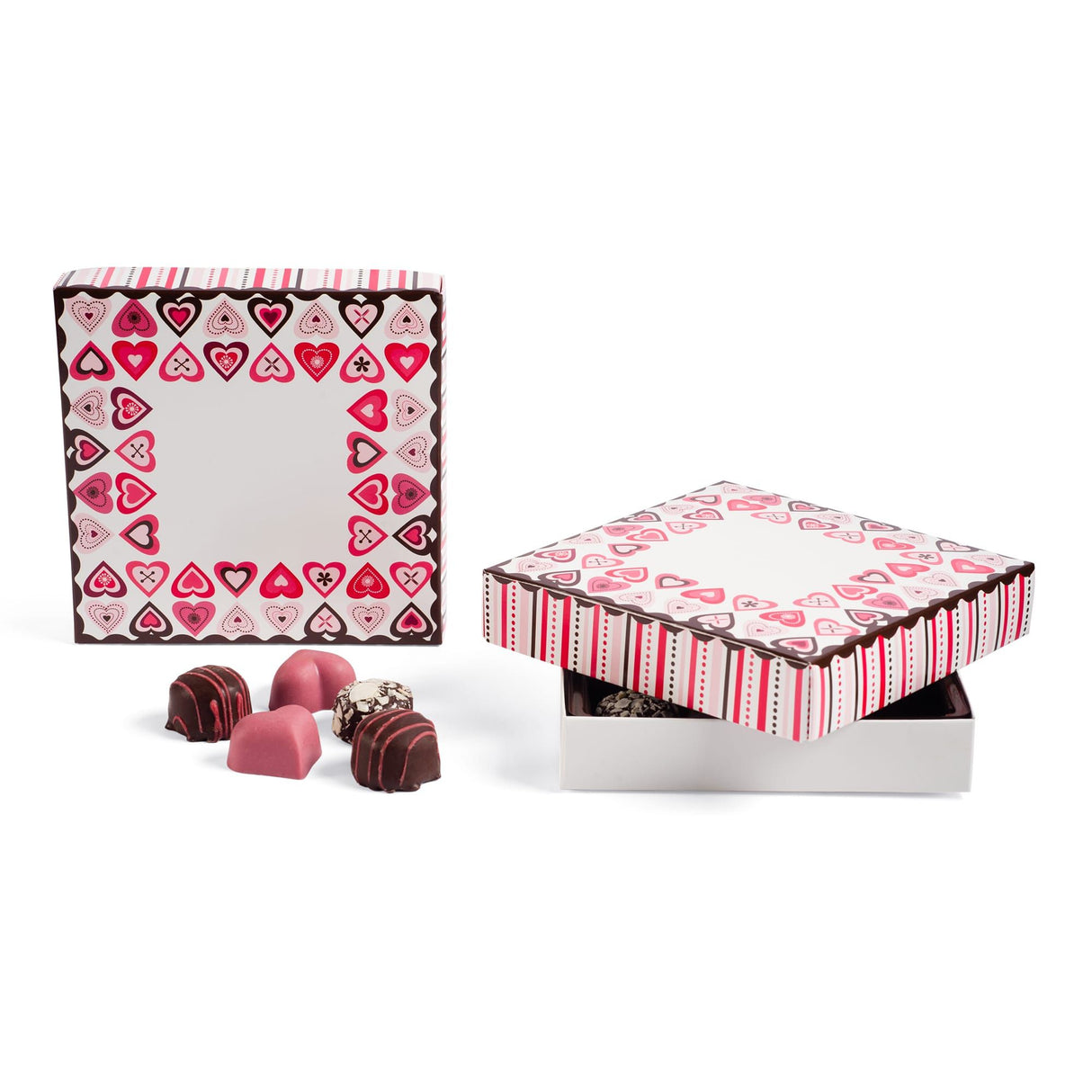 Valentine's Border - Candy Box Lid - (8 oz) 5-3/4 x 5-3/4 x 1-1/8"