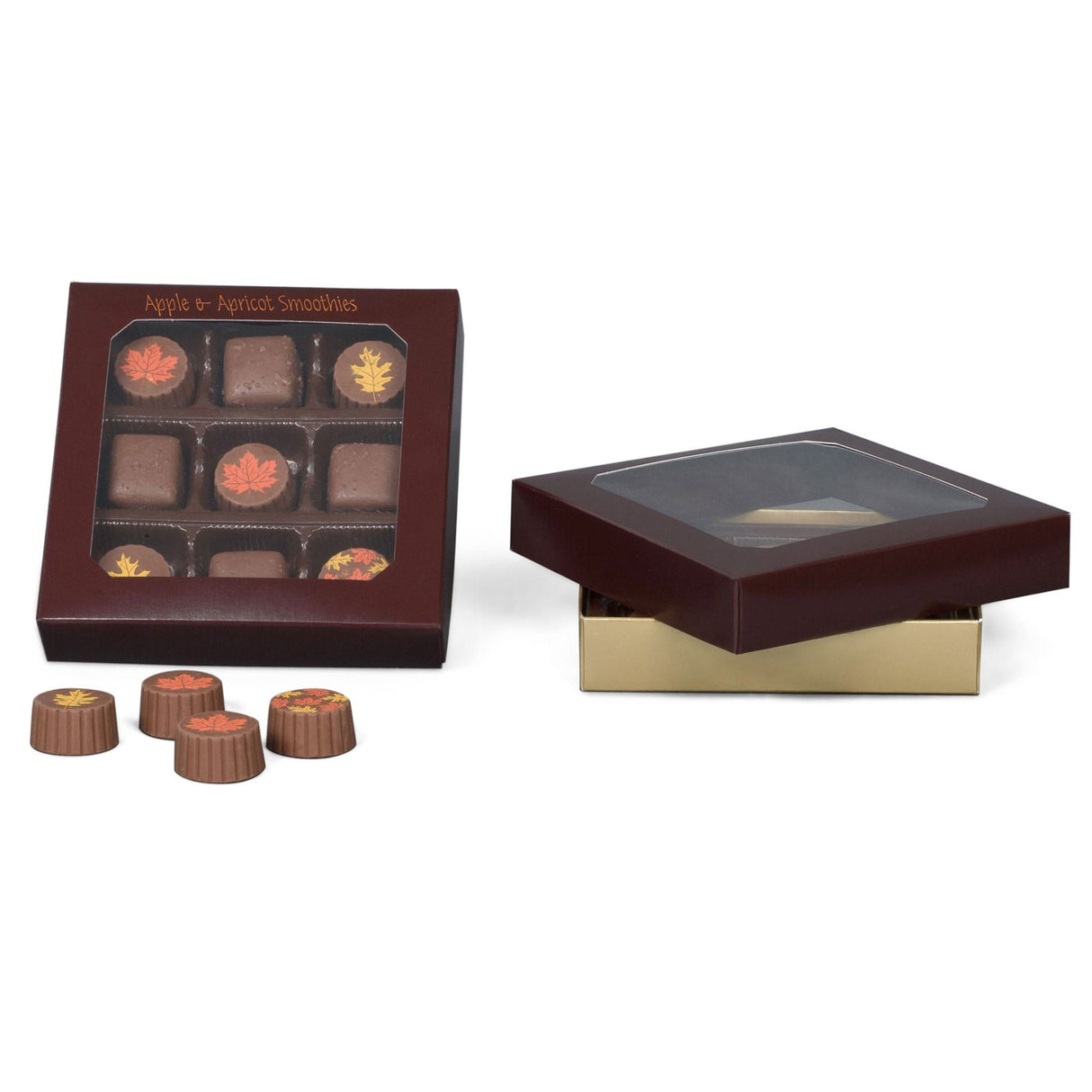 Brown Window - Candy Box Lid - (8 oz x 2 Layers) 5-3/4 x 5-3/4 x 1-1/8"