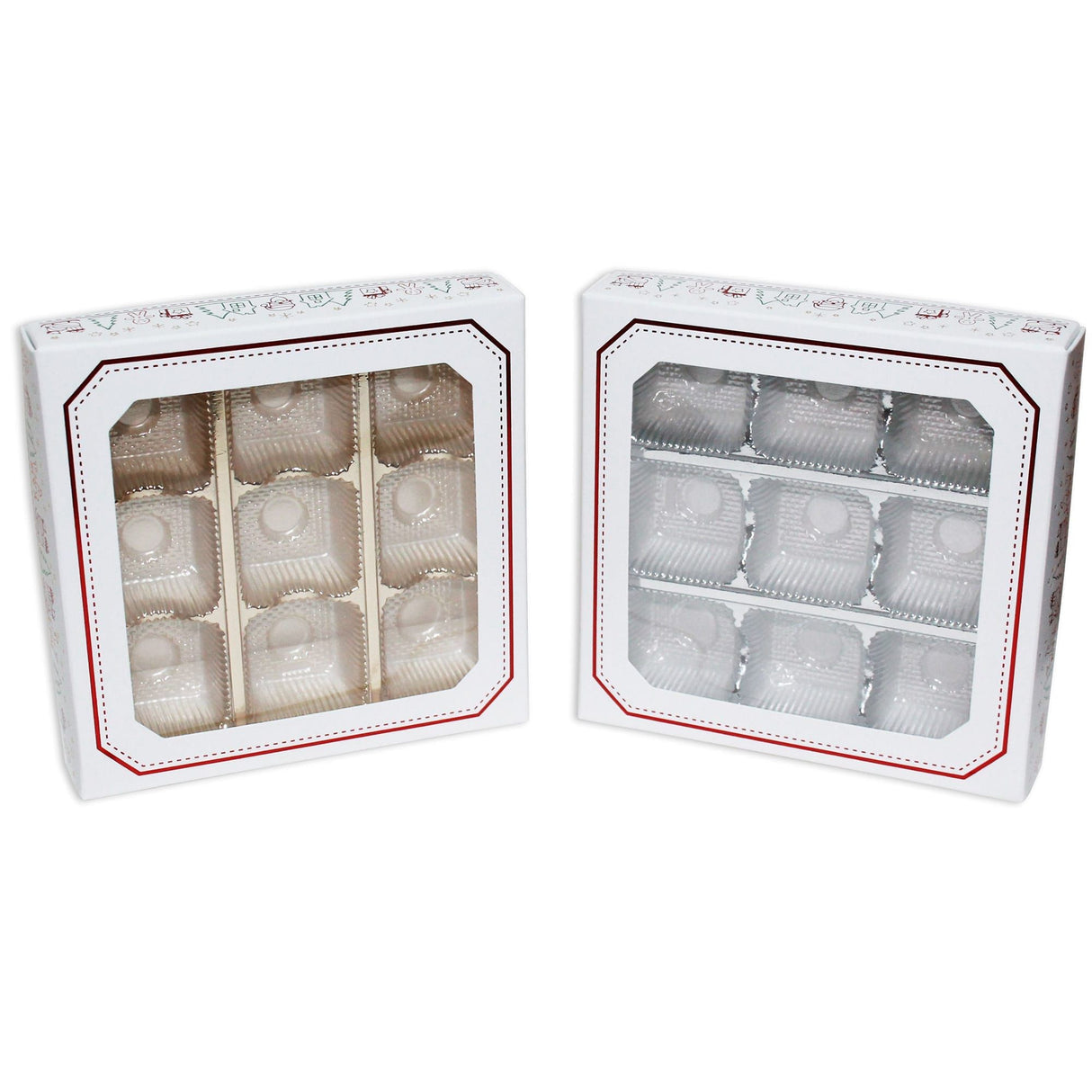 Christmas Stitch - with Window - Candy Box Lid - (8 oz) 5-3/4 x 5-3/4 x 1-1/8"