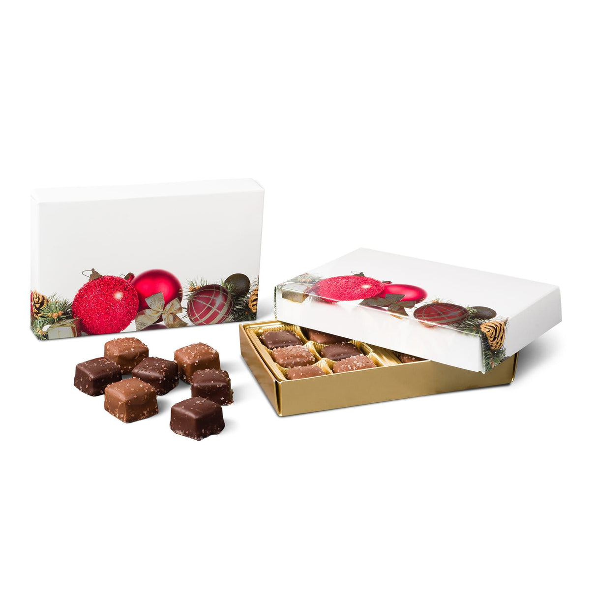 Pinecones & Ornaments - Candy Box Lid - (1/2 lb) 7-1/8 x 4-1/2 x 1-1/8"