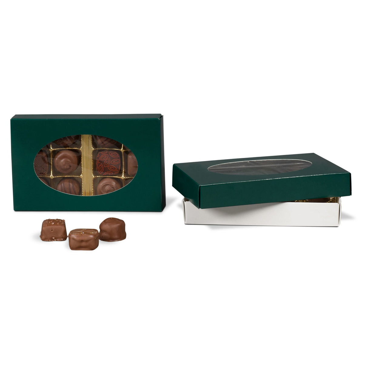 Forest Green Window - Candy Box Lid - (1/2 lb x 2 Layers) 7-1/8 x 4-1/2 x 1-1/8"