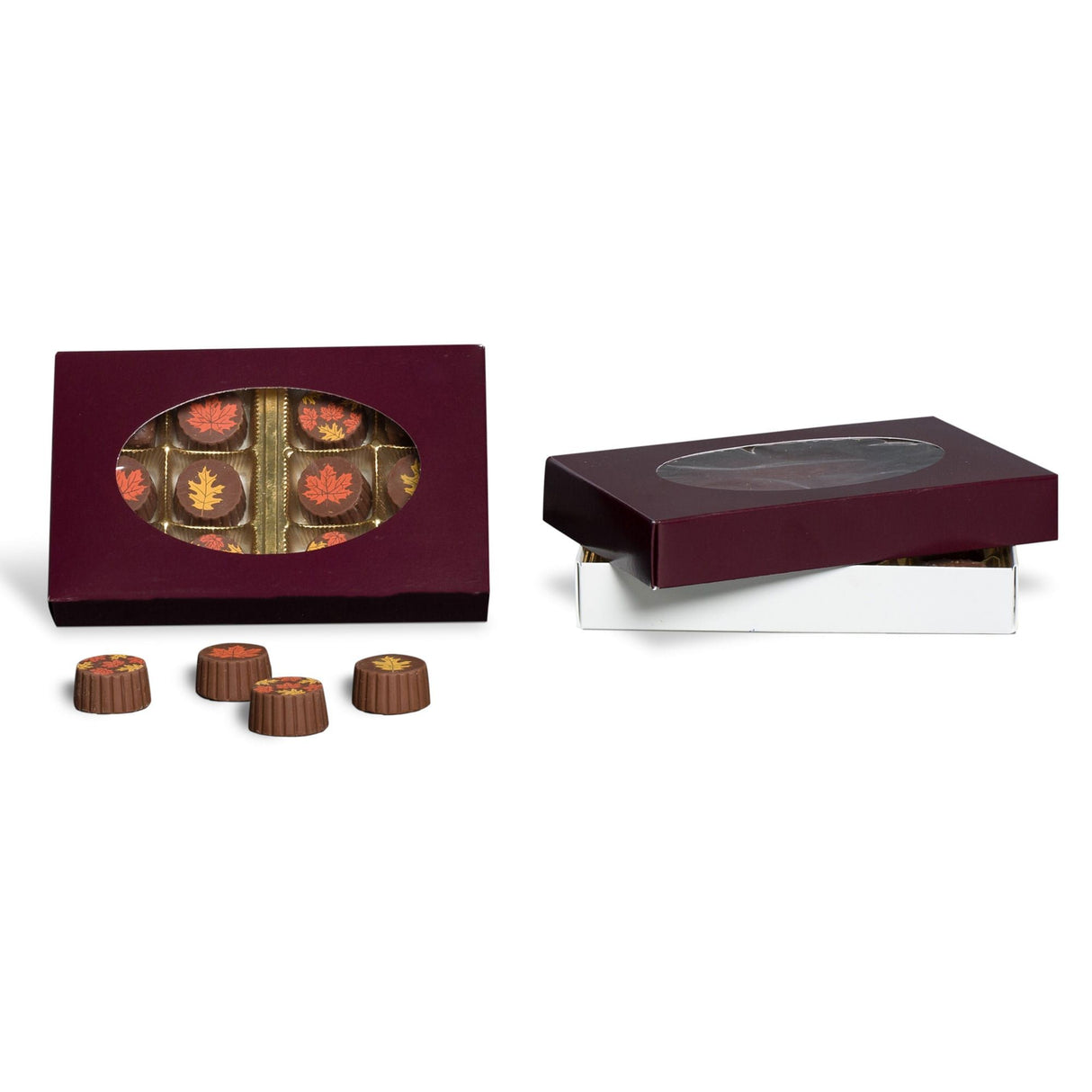 Burgundy Window - Candy Box Lid - (1/2 lb) 7-1/8 x 4-1/2 x 1-1/8"