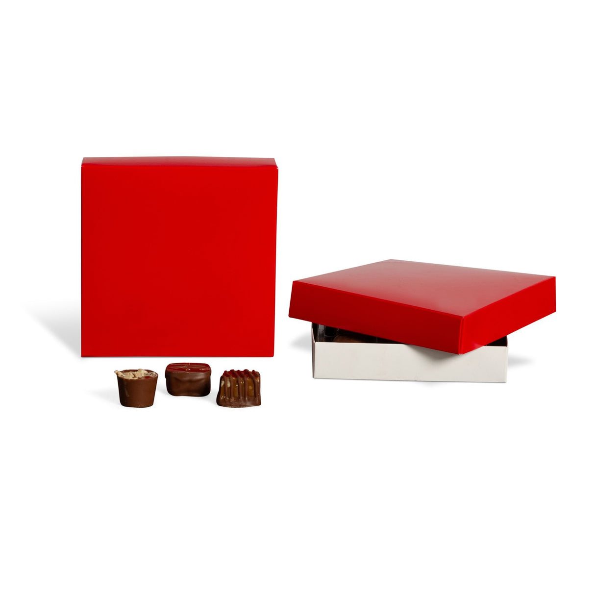 Red - Candy Box Lid - (8 oz) 5-3/4 x 5-3/4 x 1-1/8"
