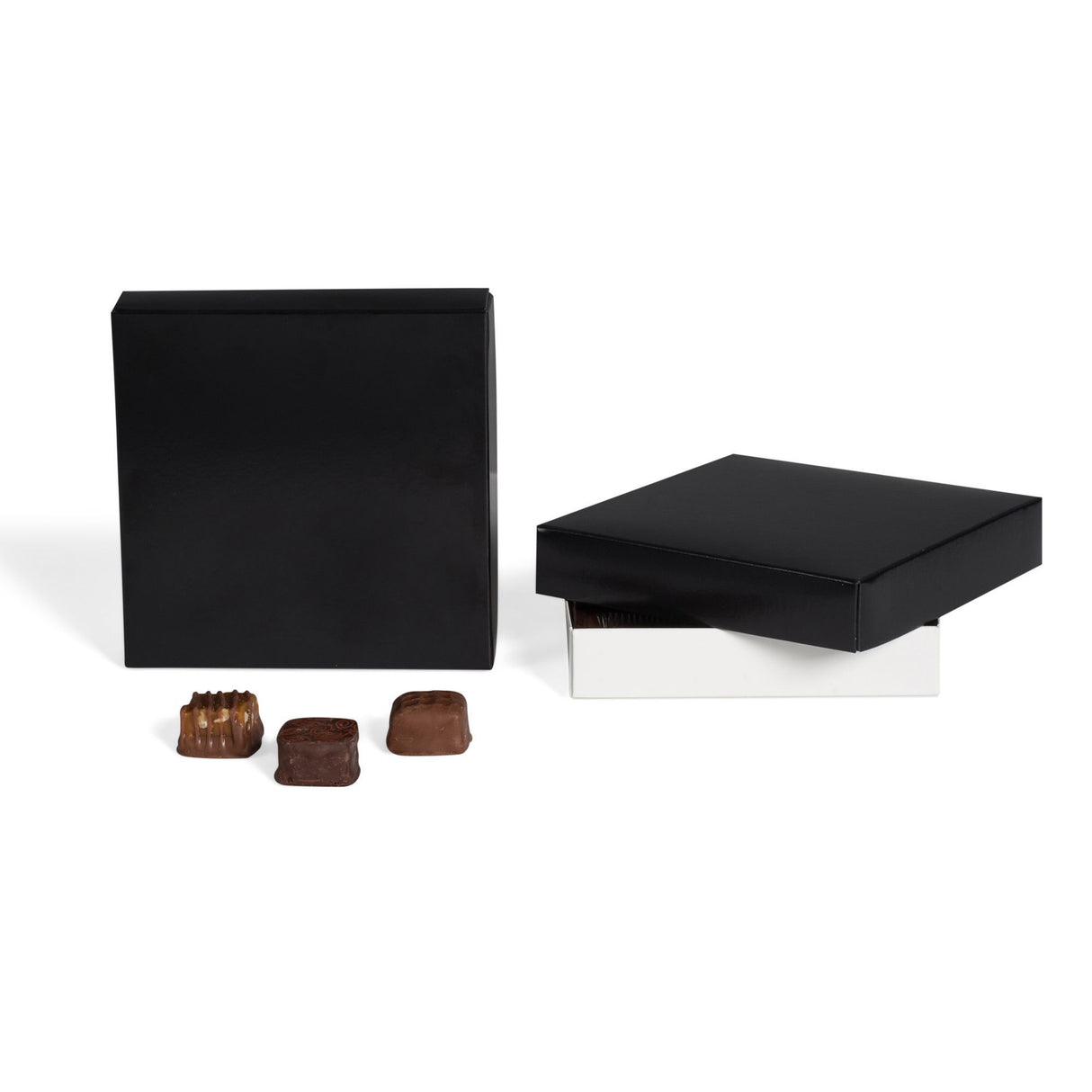 Black - Candy Box Lid - (8 oz x 2 Layers) 5-3/4 x 5-3/4 x 1-1/8"