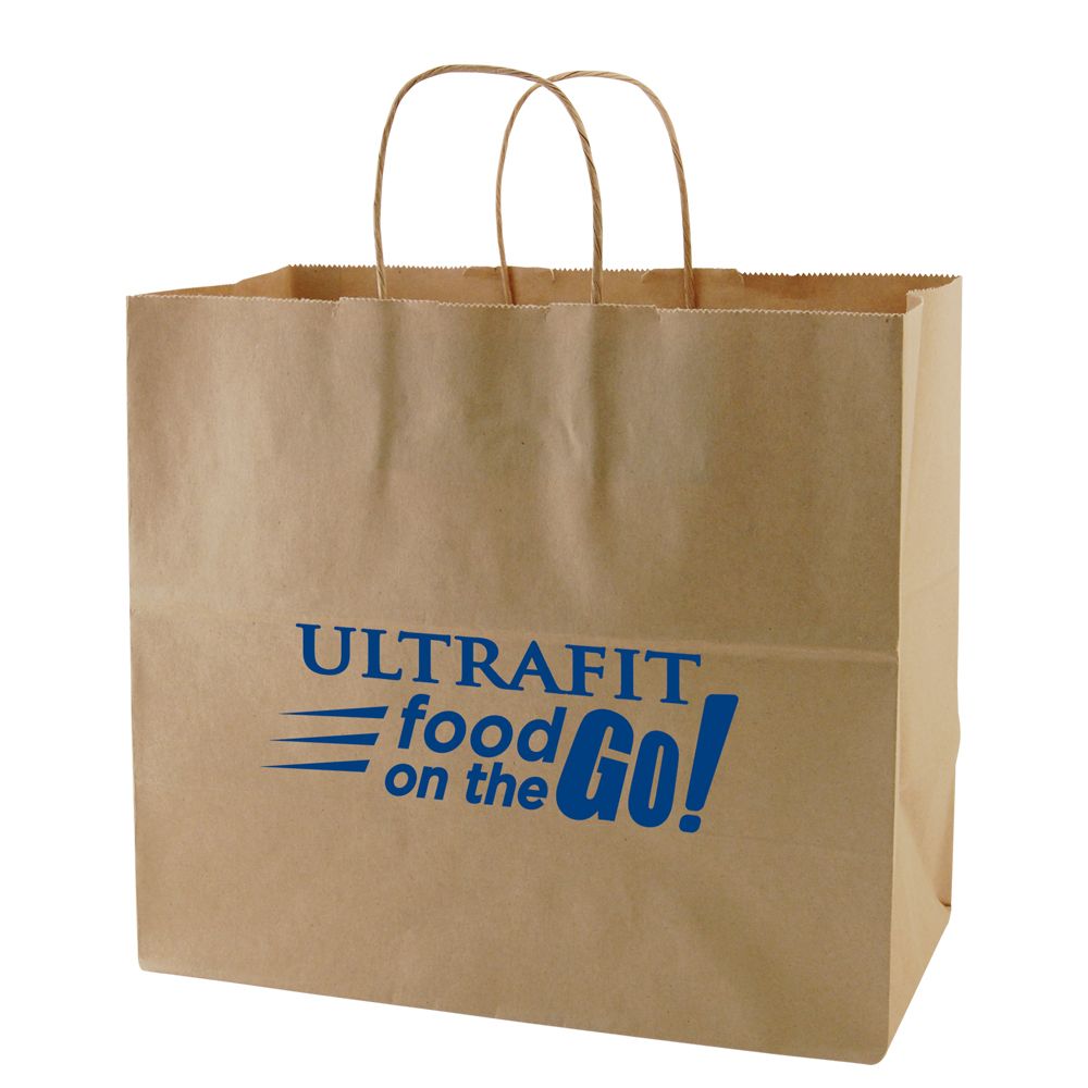 Natural Kraft - Paper Restaurant / Take Out Bag - 13 x 7 x 13"