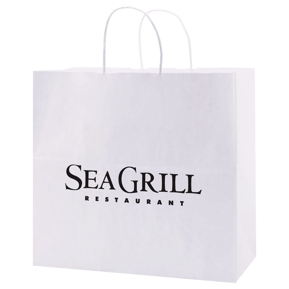 White Kraft - Paper Restaurant / Take Out Bag - 13 x 7 x 13"