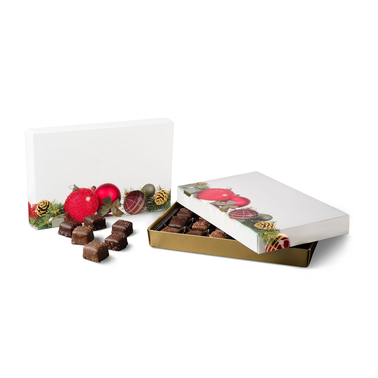 Pinecones & Ornaments - Candy Box Lid - (1 lb) 9-5/8 x 6-1/8 x 1-1/8"