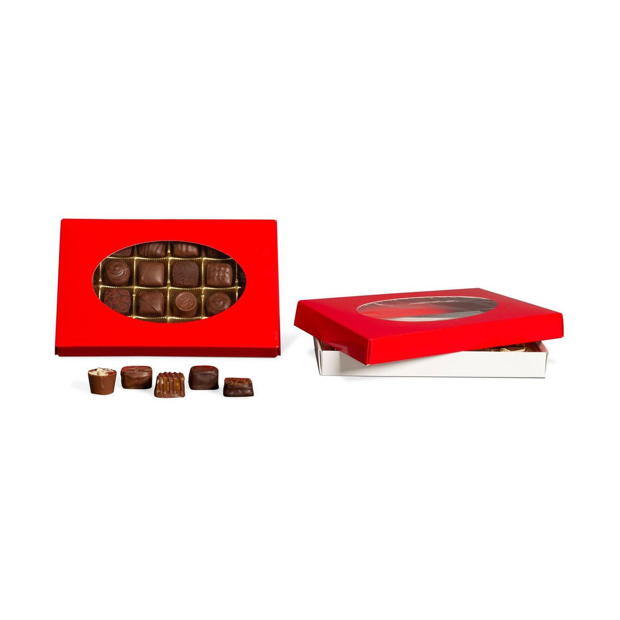 Red Window - Candy Box Lid - (1 lb) 9-5/8 x 6-1/8 x 1-1/8"