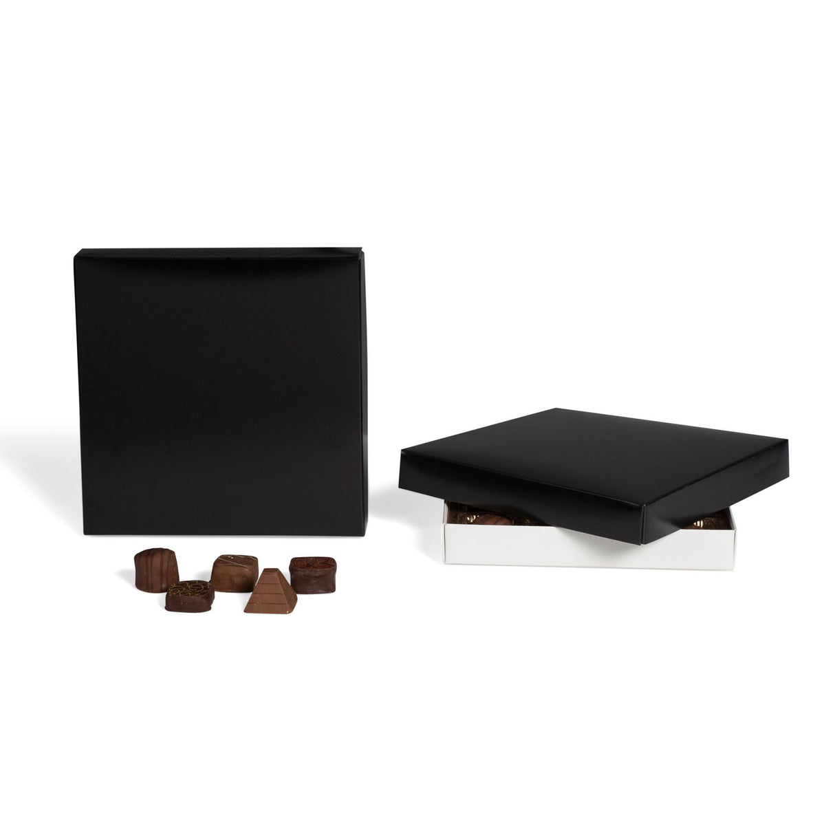 Black - Candy Box Lid - (16 oz x 2 Layers) 7-3/4 x 7-3/4 x 1-1/8"