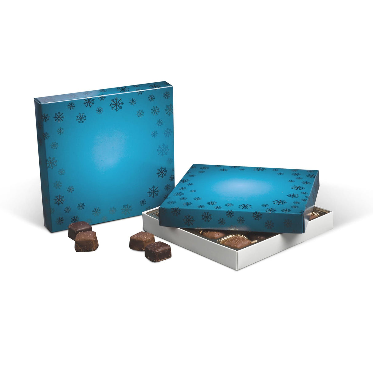 Foil Snowflakes - Candy Box Lid - (16 oz) 7-3/4 x 7-3/4 x 1-1/8"