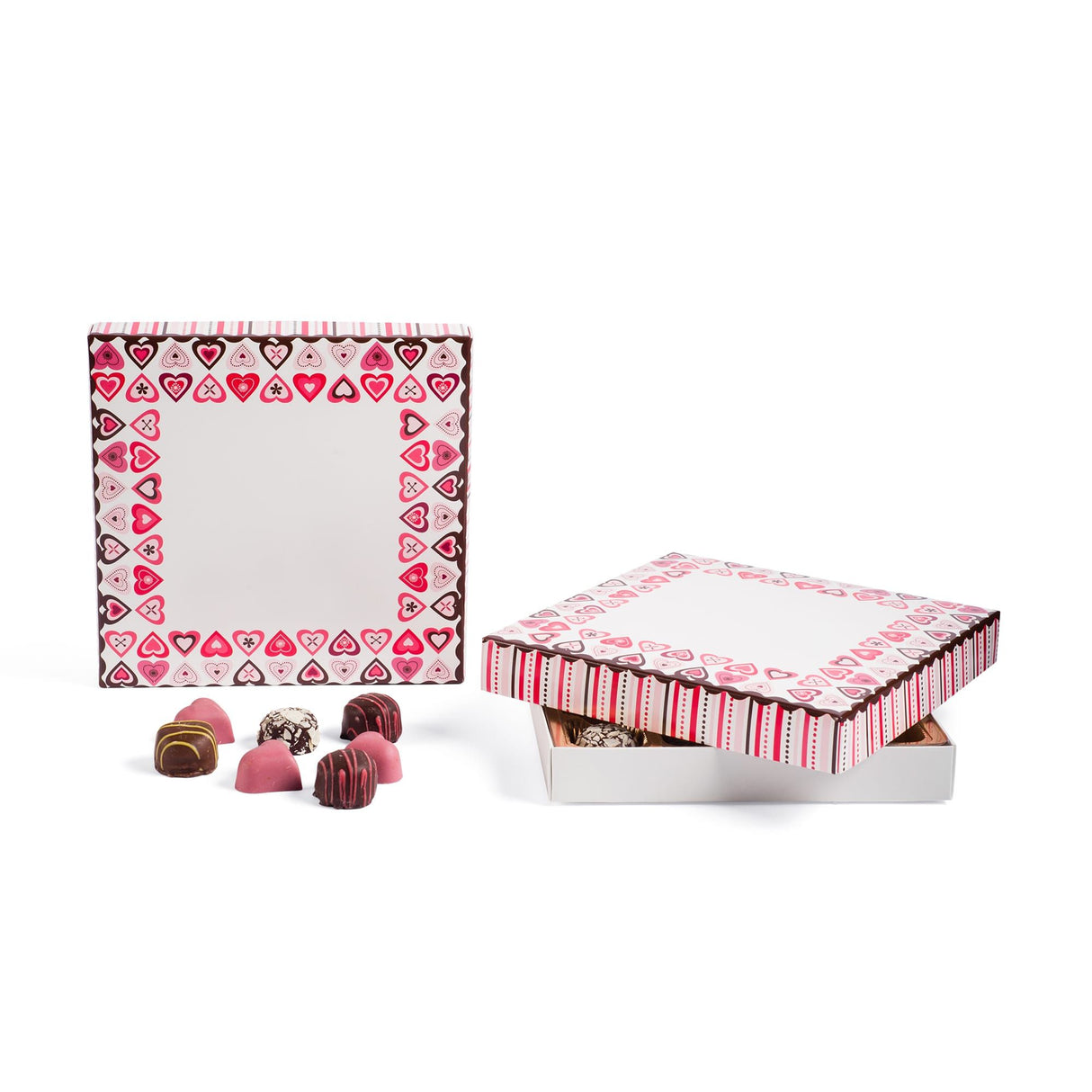 Valentine's Border - Candy Box Lid - (16 oz x 2 Layers) 7-3/4 x 7-3/4 x 1-1/8"