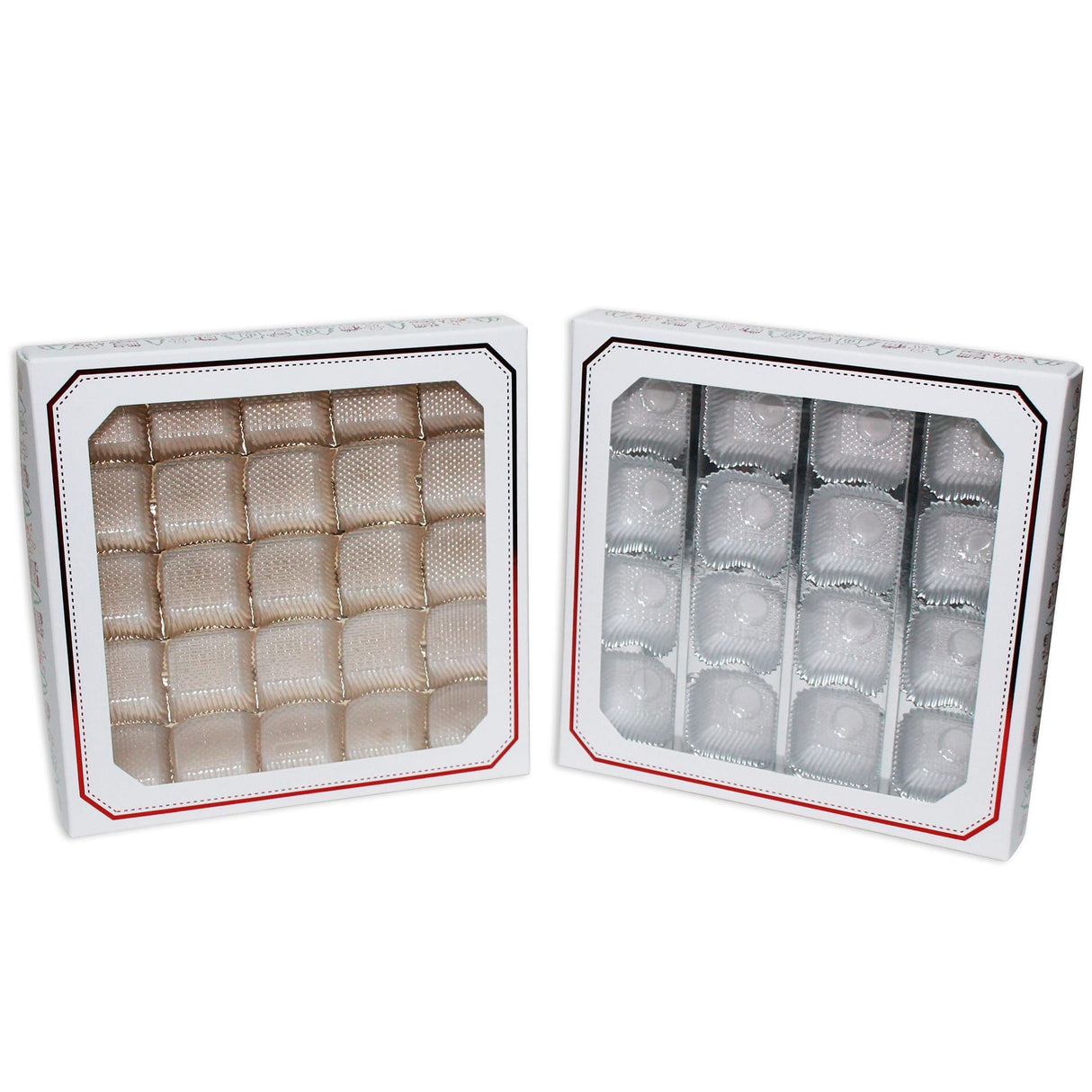 Christmas Stitch - with Window - Candy Box Lid - (16 oz) 7-3/4 x 7-3/4 x 1-1/8"