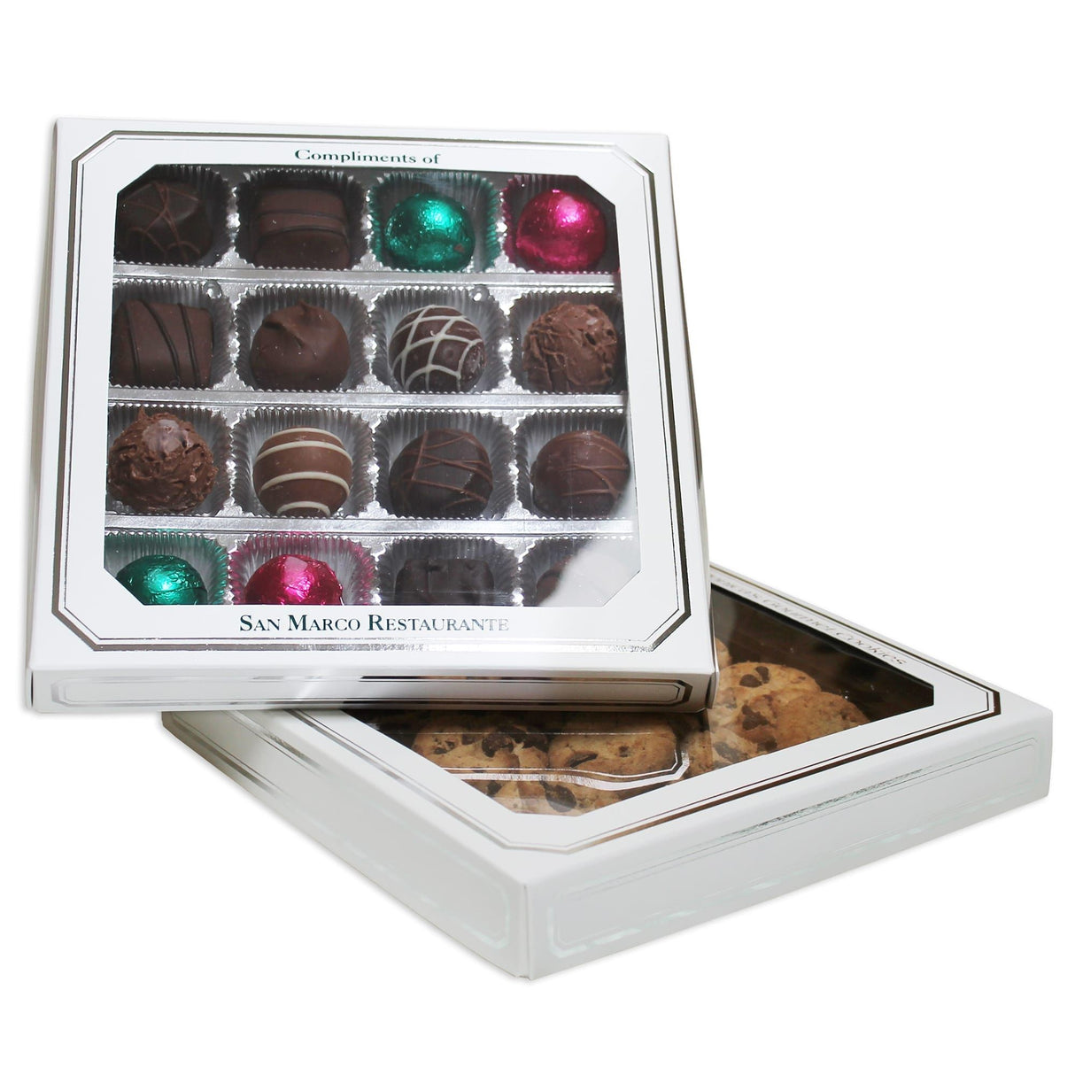 White - SL - with Window - Candy Box Lid - (16 oz x 2 Layers) 7-3/4 x 7-3/4 x 1-1/8"