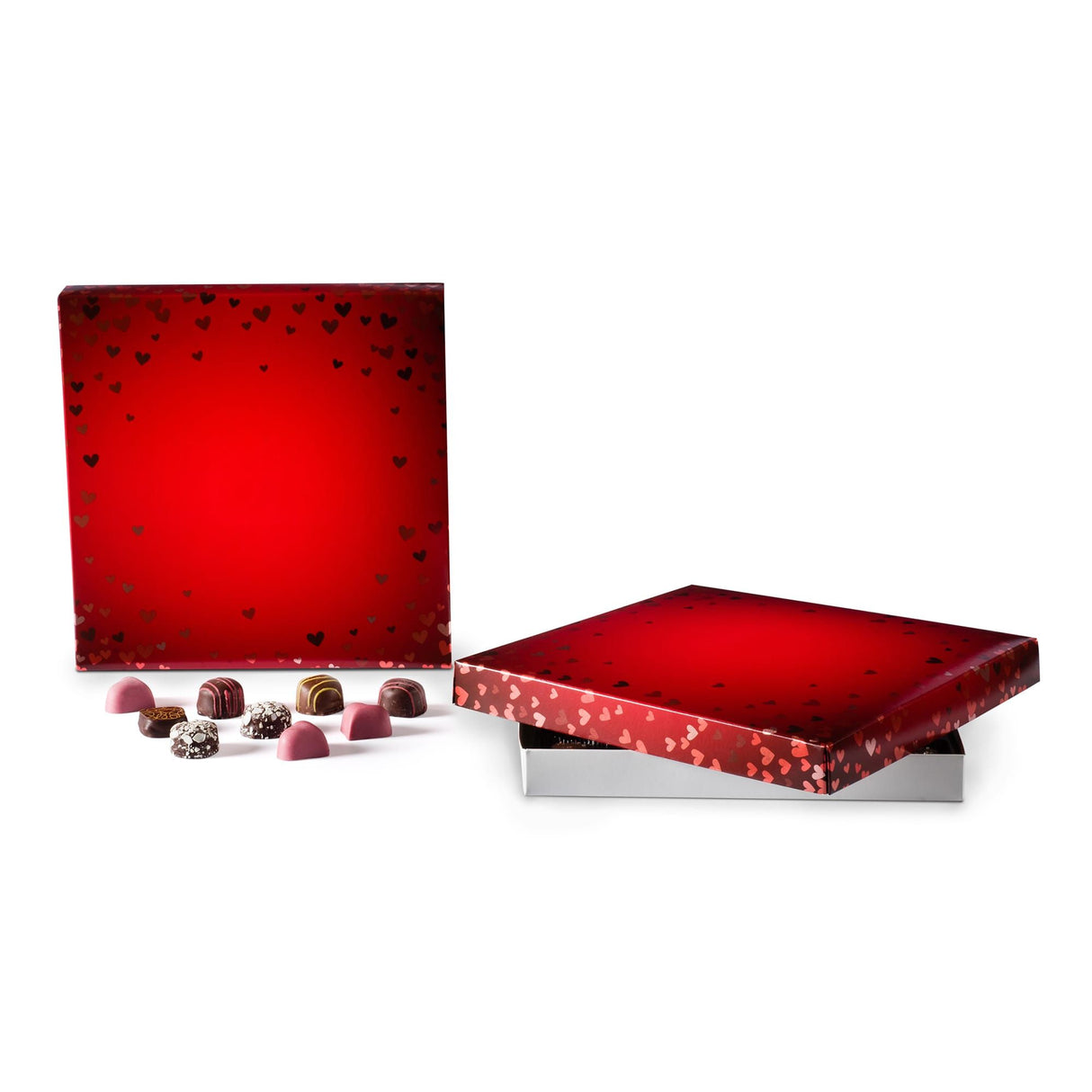 Foil Hearts - Candy Box Lid - (24 oz) 10-3/16 x 10-1/16 x 1-1/8"