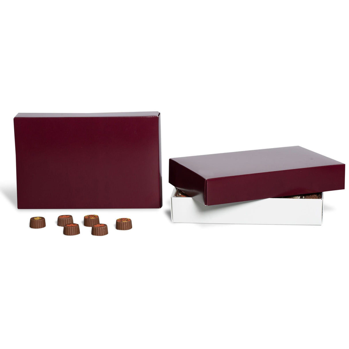 Burgundy - Candy Box Lid - (1-1/2 lb x 2 Layers) 11-1/4 x 7-3/8 x 2"