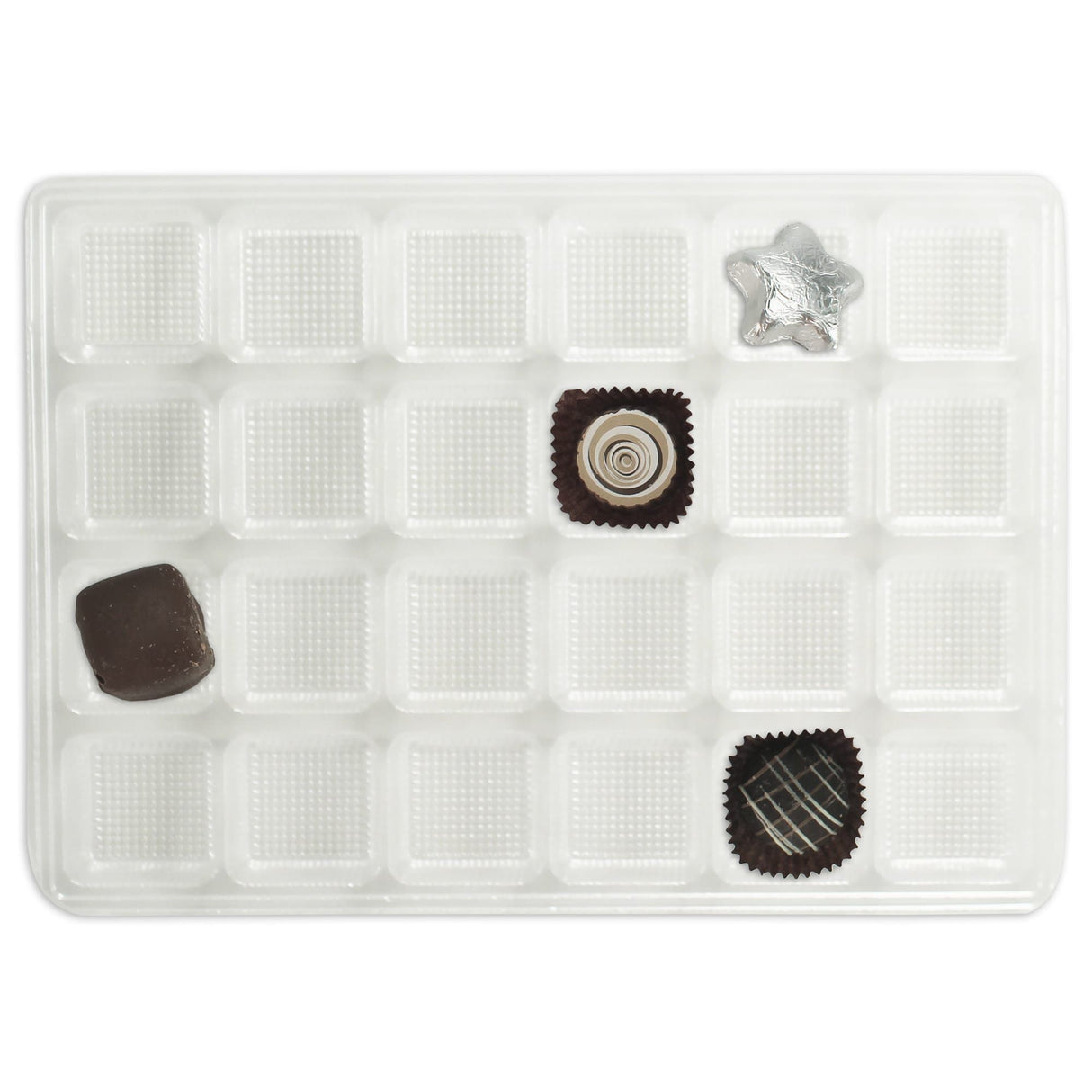 Clear - Rectangle Candy Tray - (5 lb) 10-5/16 x 7-3/8 x 15/16" (24 cavities)