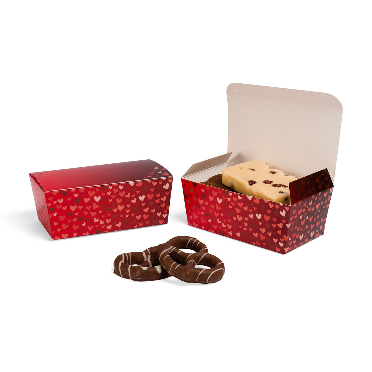 Foil Hearts - Ballotin Box - (1/2 lb) 6 x 3-1/8 x 2-1/2"