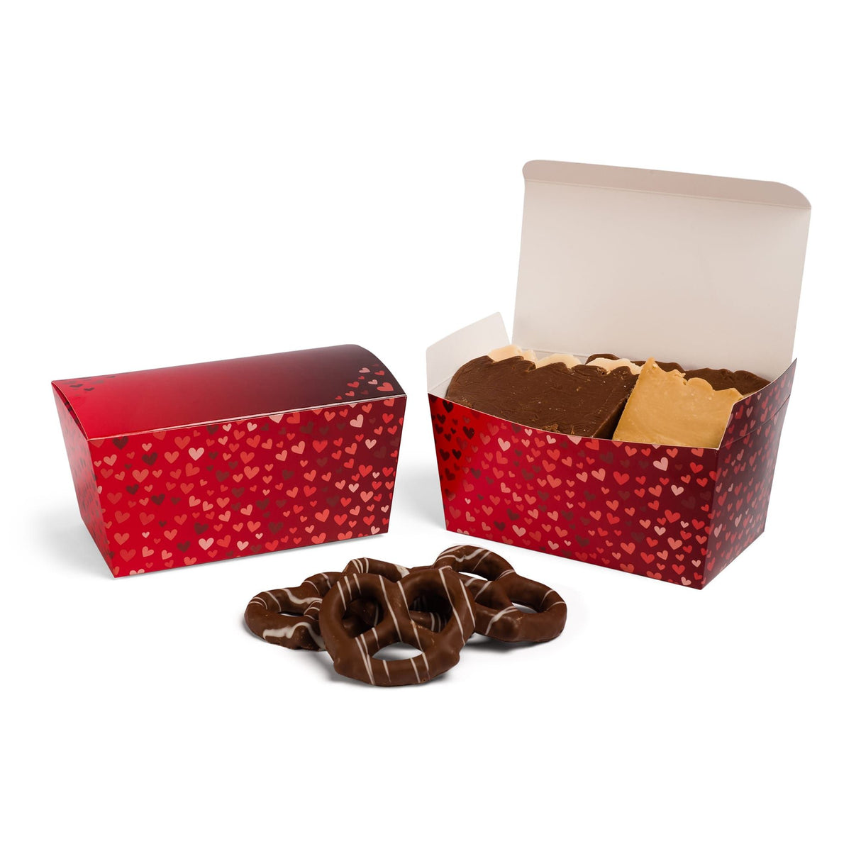 Foil Hearts - Ballotin Box - (1 lb) 6-3/4 x 3-3/4 x 3-1/2"