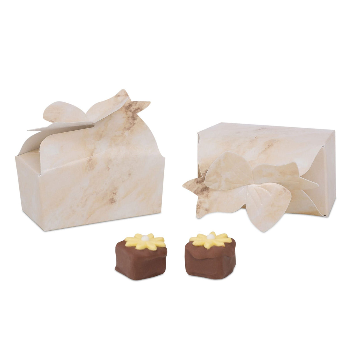 Ivory Marble - Bow Top Favor Box - 2-5/8 x 1-1/2 x 1-3/16"