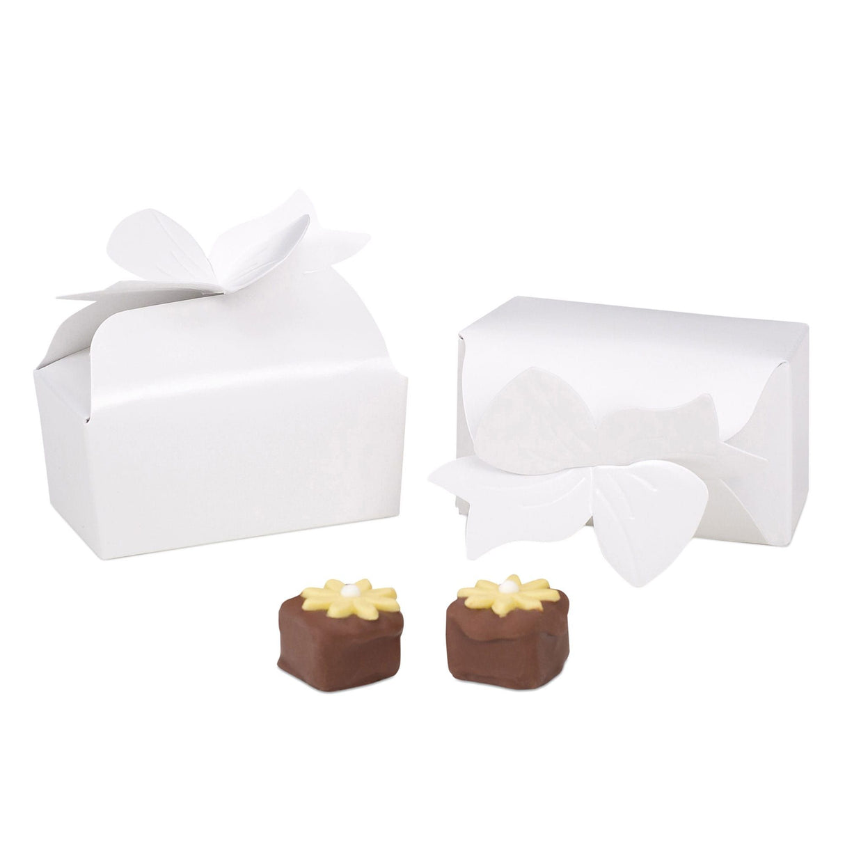 White - Bow Top Favor Box - 3-1/2 x 2 x 1-11/16"