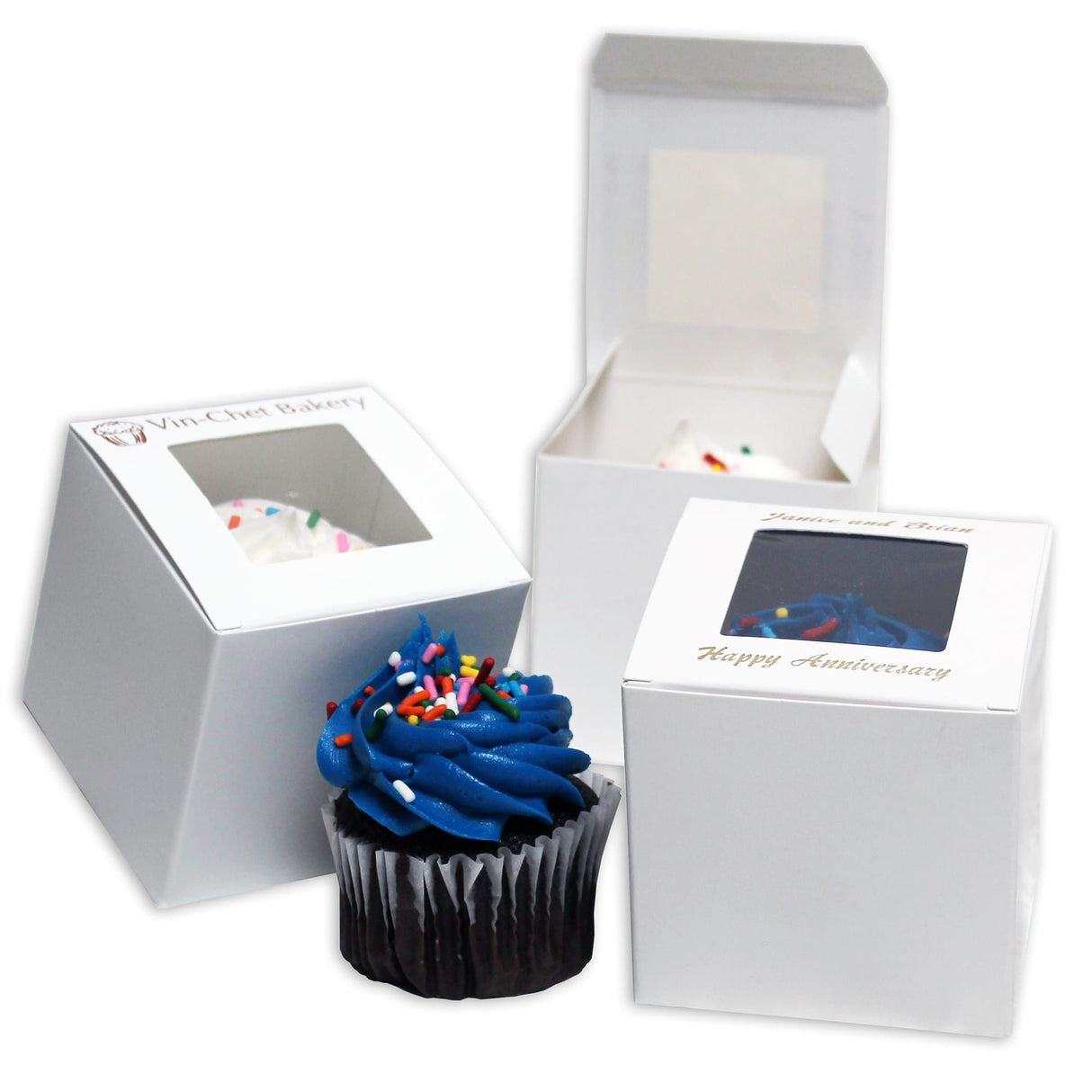 White Window - Single Cupcake Box - 3 x 3 x 3"