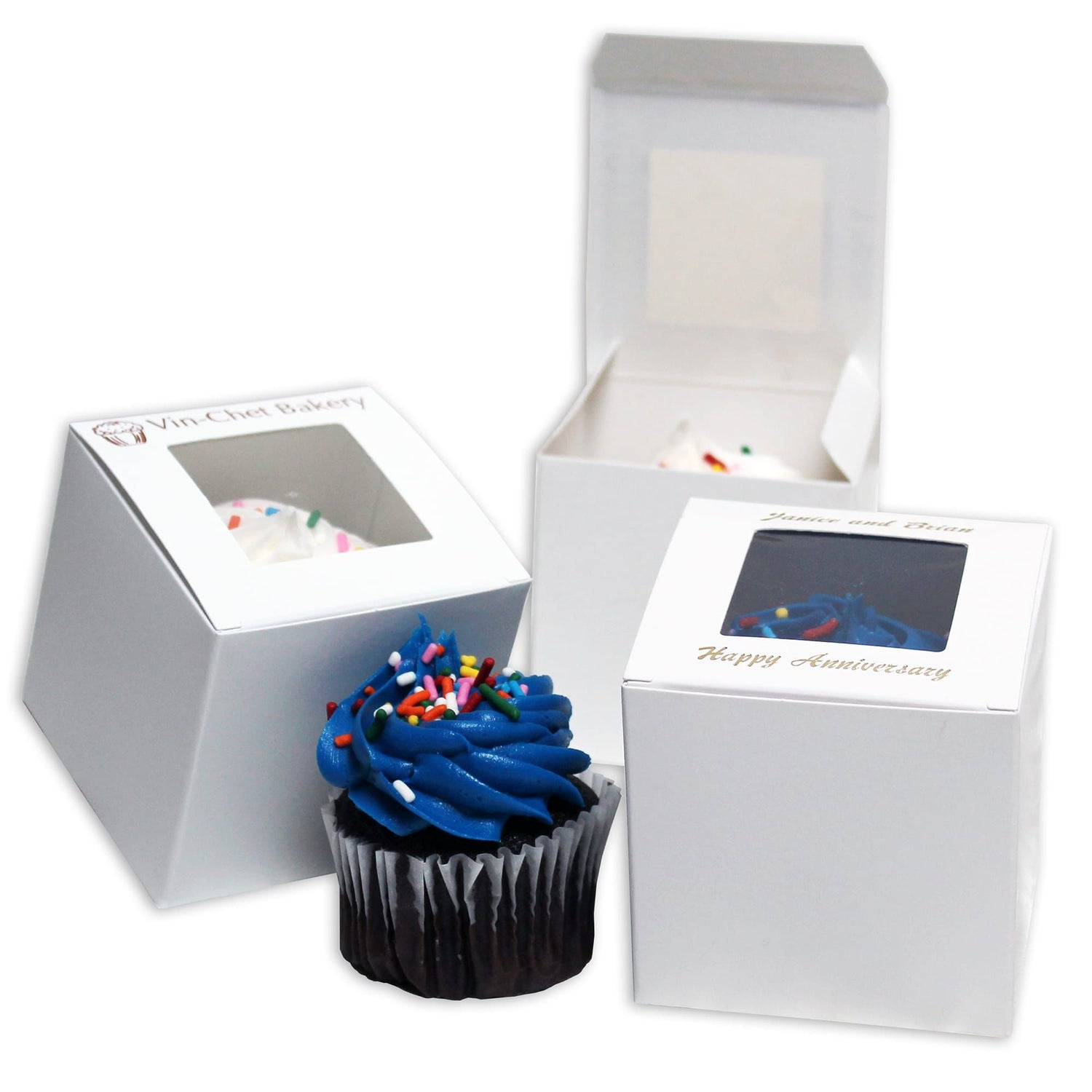 White Window - Single Cupcake Box - 3 x 3 x 3"