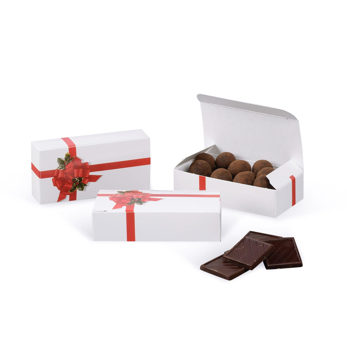 Ribbon n Holly - Folding Candy Box - (1/4 lb) 4-1/2 x 2-5/16 x 1-1/8"