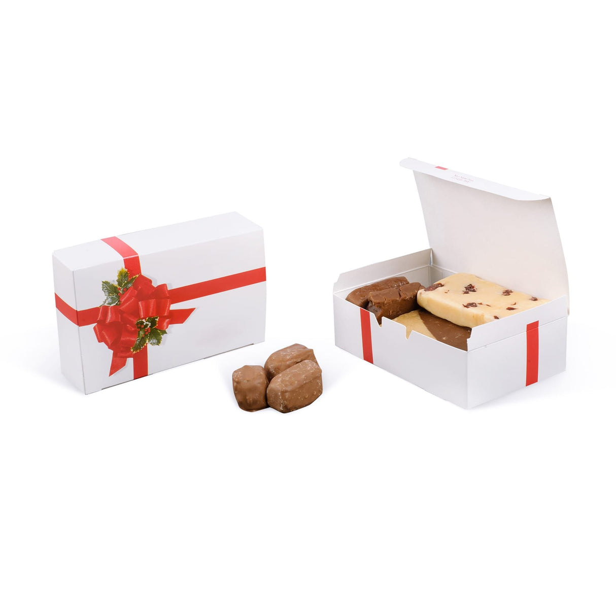 Ribbon n Holly - Folding Candy Box - (1-1/2 lb) 7 x 4-1/2 x 2"