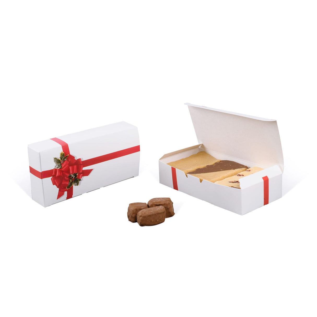 Ribbon n Holly - Folding Candy Box - (2 lb) 9 x 4-1/2 x 2"